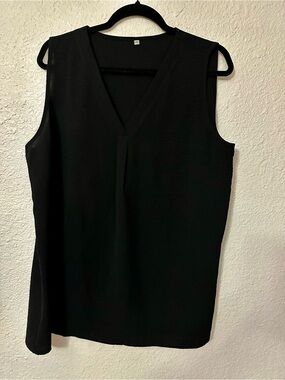 Classic Black Sleeveless V-Neck Top - Women